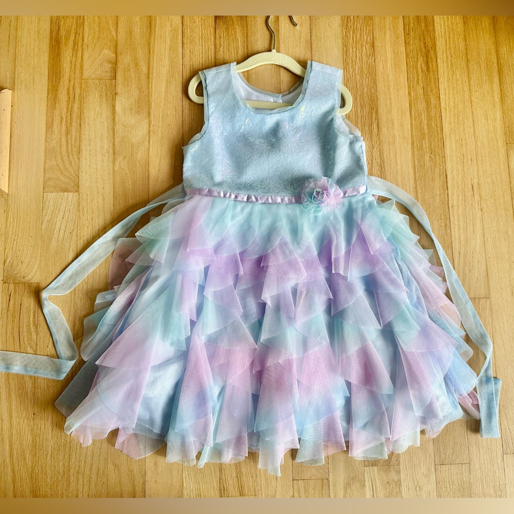 Jona Michelle Blue and purple sequin tulle fancy princess formal Dress Sz 5